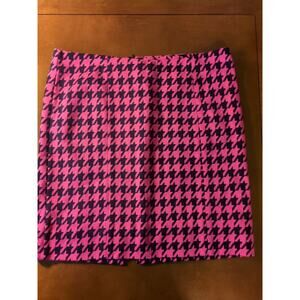 Houndstooth Pencil Skirt Pink Black Women's Size 6 Go International Vintage 90s